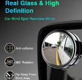 2 Pcs Car Blind Spot Side Mirror Wide-angle 360